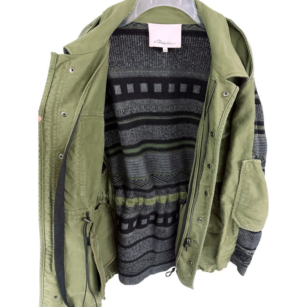 VTG 3.1 Phillip Lim Knit Back Anorak Jacket Merino Wool Knit Mixed Media XS Boho - Picture 4 of 8